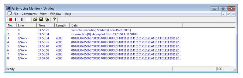 Line monitor data frame display