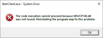 BertClient.exe - System error
