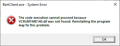 BertClient.exe - System Error