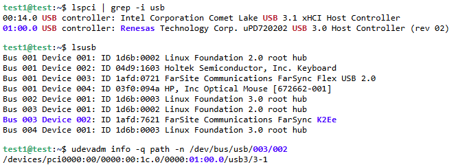 FarSync PCIe-to-USB bus arrangement